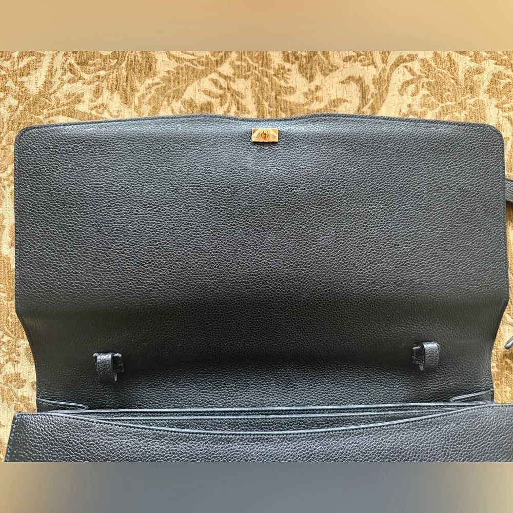 Gucci Zumi Briefcase Black Grain Leather w/ Gold & Silver Hardware Authentic